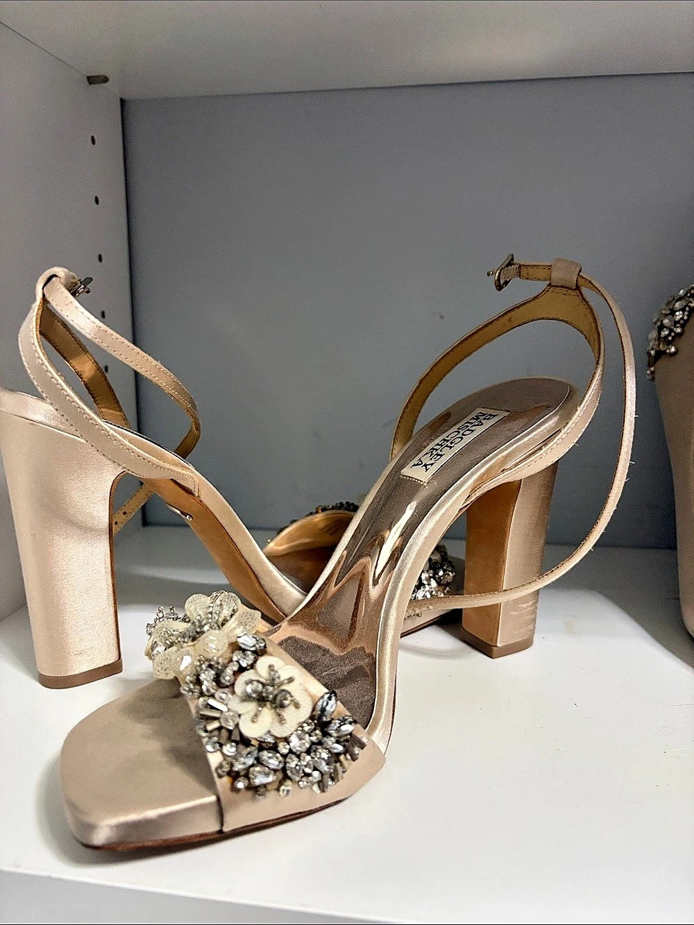 Badgley Mischka Joanna Block Heel Sandals Pink US 7.5